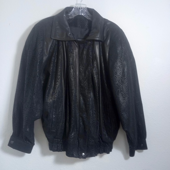 VTG 80s DiGORGIO Black Suede Leather Jacket FUNKY